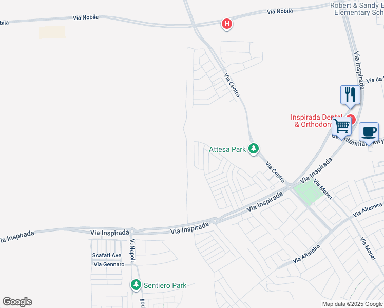 map of restaurants, bars, coffee shops, grocery stores, and more near 2399 Fasano Street in Henderson