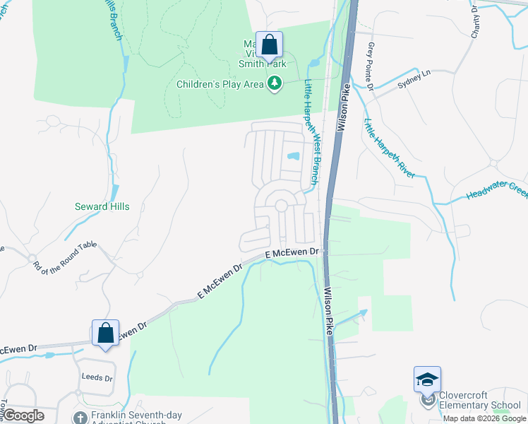 map of restaurants, bars, coffee shops, grocery stores, and more near 405 Cardova Drive in Franklin