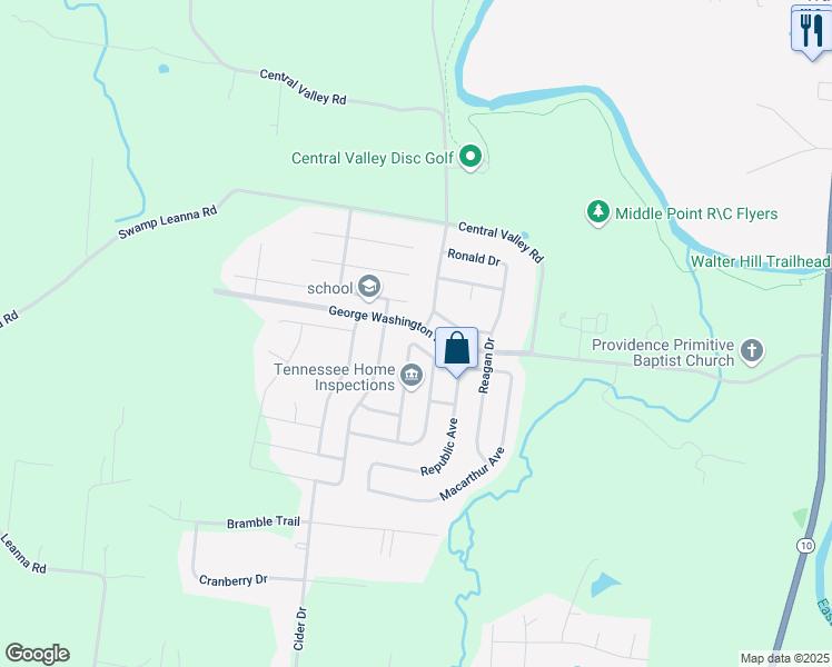 map of restaurants, bars, coffee shops, grocery stores, and more near 5209 Ticonderoga Avenue in Murfreesboro