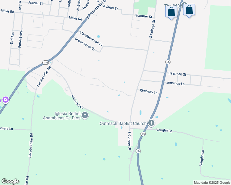 map of restaurants, bars, coffee shops, grocery stores, and more near 255 Green Meadow Drive in Smithville