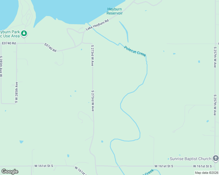 map of restaurants, bars, coffee shops, grocery stores, and more near 15439 South 273rd West Avenue in Kellyville