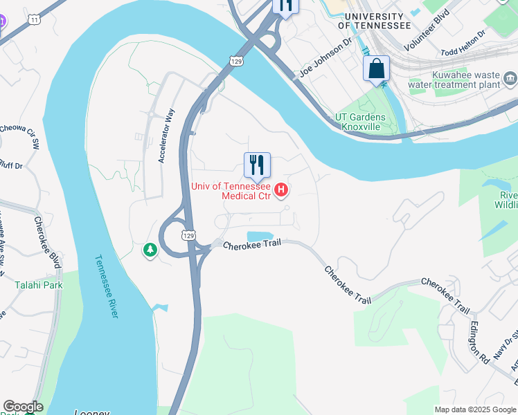 map of restaurants, bars, coffee shops, grocery stores, and more near 1924 Alcoa Highway in Knoxville