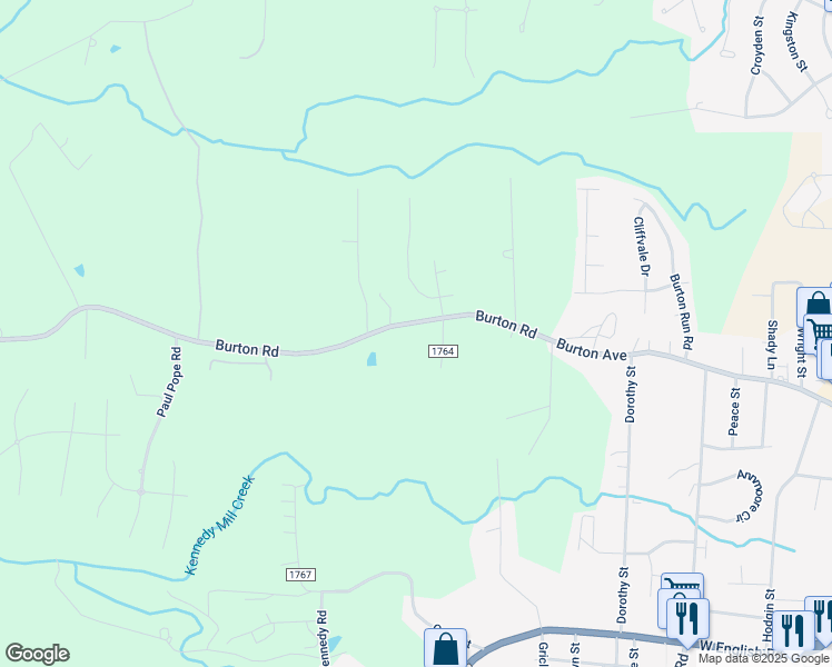 map of restaurants, bars, coffee shops, grocery stores, and more near 1713 Burton Road in Thomasville