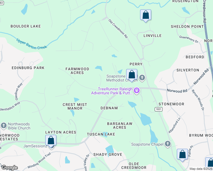 map of restaurants, bars, coffee shops, grocery stores, and more near 11108 Bremerton Court in Raleigh
