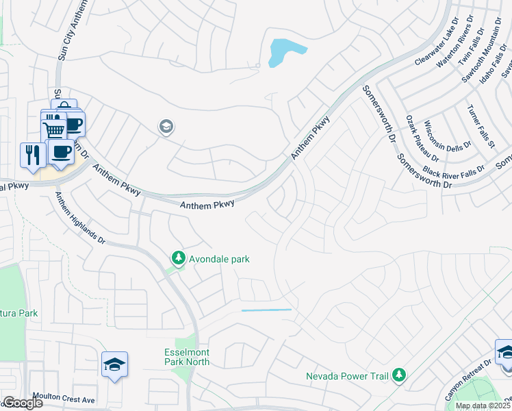 map of restaurants, bars, coffee shops, grocery stores, and more near 2712 Solar Flare Lane in Henderson