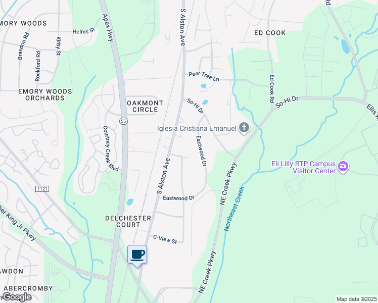 map of restaurants, bars, coffee shops, grocery stores, and more near 1819 Dial Drive in Durham