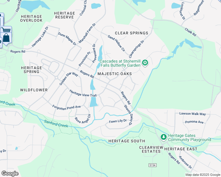 map of restaurants, bars, coffee shops, grocery stores, and more near 1136 Shasta Daisy Drive in Wake Forest