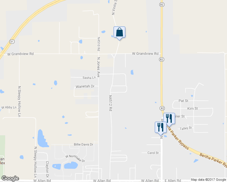 map of restaurants, bars, coffee shops, grocery stores, and more near 101 Songbird Drive in Tahlequah