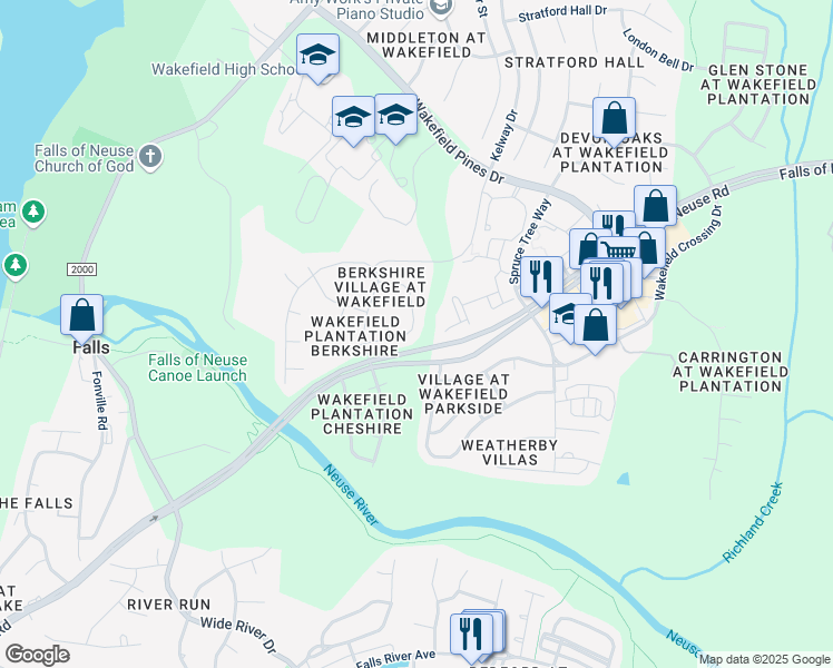 map of restaurants, bars, coffee shops, grocery stores, and more near 2328 Barton Oaks Drive in Raleigh
