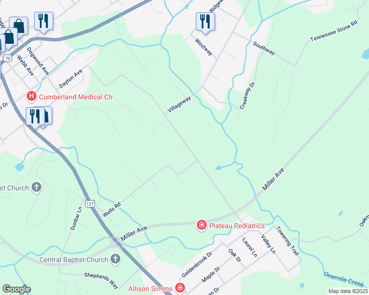 map of restaurants, bars, coffee shops, grocery stores, and more near 921 Dayton Avenue in Crossville