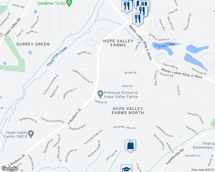 map of restaurants, bars, coffee shops, grocery stores, and more near 617 Edenberry Drive in Durham