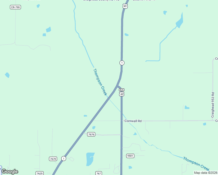 map of restaurants, bars, coffee shops, grocery stores, and more near 10238 U.S. 49 in Brookland