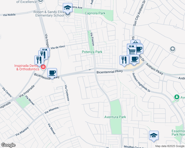 map of restaurants, bars, coffee shops, grocery stores, and more near 3106 Berceto Court in Henderson