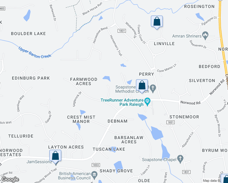 map of restaurants, bars, coffee shops, grocery stores, and more near 11108 Bremerton Court in Raleigh