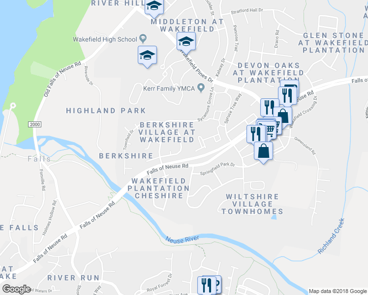 map of restaurants, bars, coffee shops, grocery stores, and more near 2336 Barton Oaks Drive in Raleigh