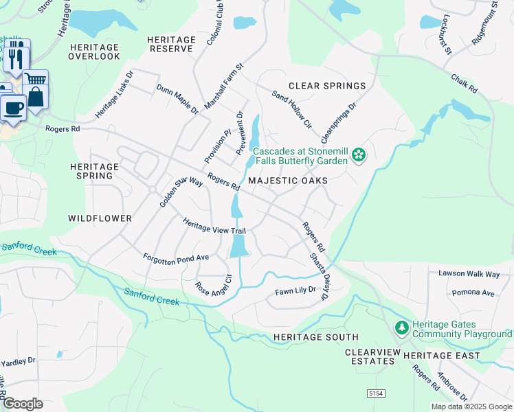 map of restaurants, bars, coffee shops, grocery stores, and more near 1208 Shasta Daisy Drive in Wake Forest