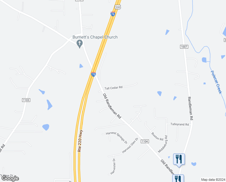 map of restaurants, bars, coffee shops, grocery stores, and more near 5841 Old Randleman Road in Greensboro