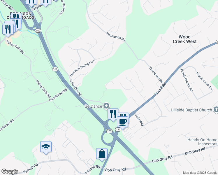 map of restaurants, bars, coffee shops, grocery stores, and more near 1714 Schaeffer Road in Knoxville