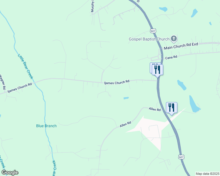 map of restaurants, bars, coffee shops, grocery stores, and more near 259 Ijames Church Road in Mocksville
