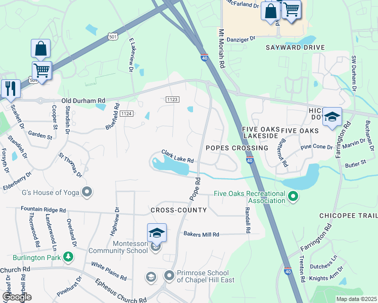 map of restaurants, bars, coffee shops, grocery stores, and more near 112 Rother Lane in Durham