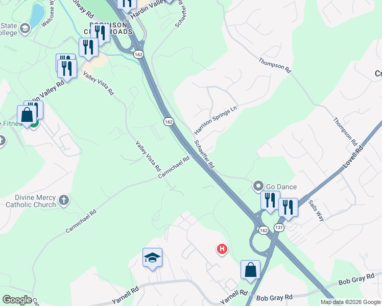 map of restaurants, bars, coffee shops, grocery stores, and more near 1601 Pellissippi Parkway in Knoxville