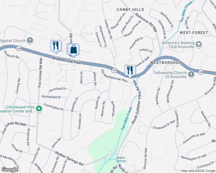 map of restaurants, bars, coffee shops, grocery stores, and more near 1038 Jadestone Way in Knoxville