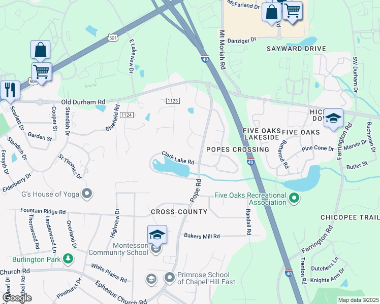 map of restaurants, bars, coffee shops, grocery stores, and more near 112 Rother Lane in Durham