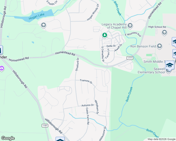 map of restaurants, bars, coffee shops, grocery stores, and more near 819 State Road 1777 in Chapel Hill