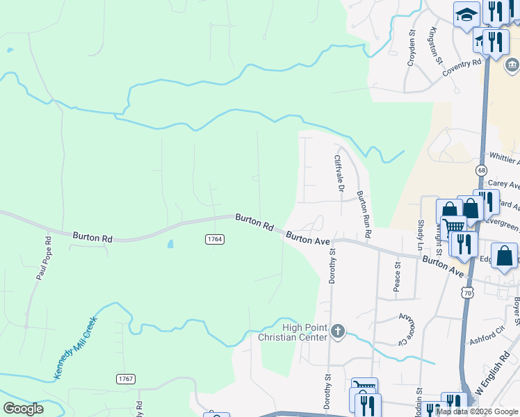 map of restaurants, bars, coffee shops, grocery stores, and more near 205 Mae Kennedy Road in Thomasville