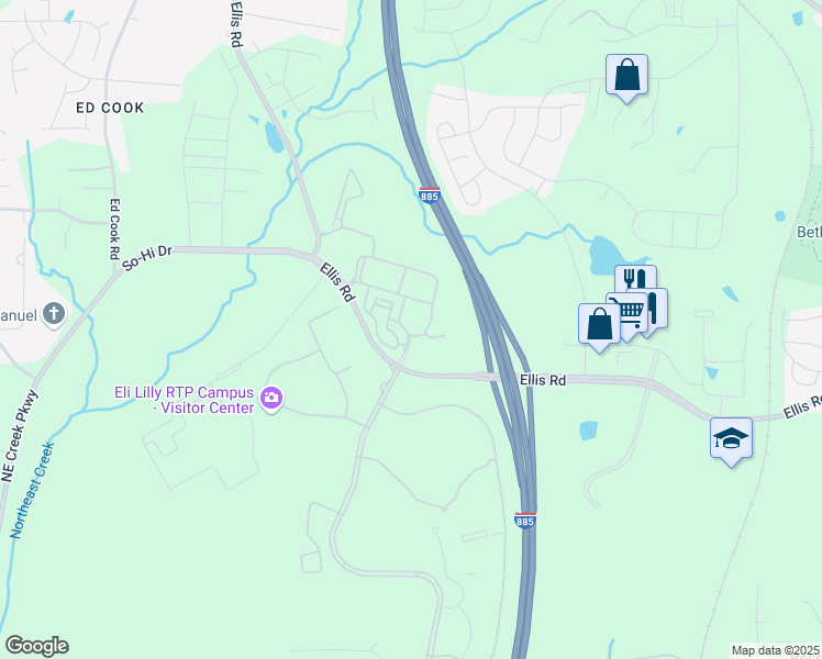 map of restaurants, bars, coffee shops, grocery stores, and more near 116 Stone Lion Drive in Durham