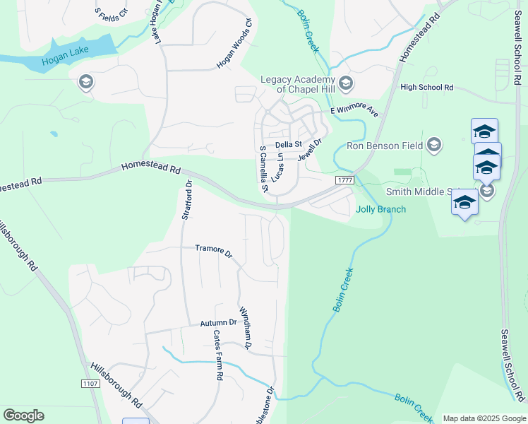map of restaurants, bars, coffee shops, grocery stores, and more near 508 South Camellia Street in Chapel Hill