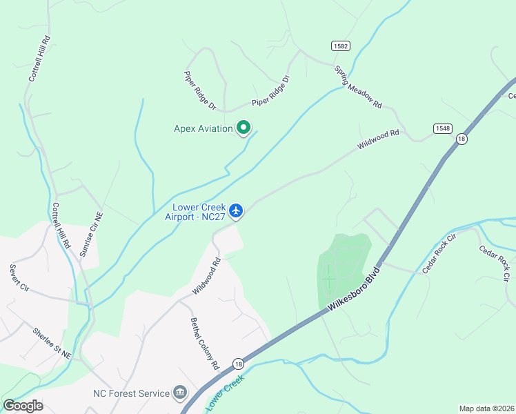 map of restaurants, bars, coffee shops, grocery stores, and more near 240 Wildwood Road in Lenoir