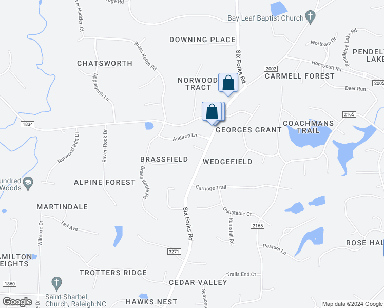 map of restaurants, bars, coffee shops, grocery stores, and more near 1006 Henny Place in Raleigh