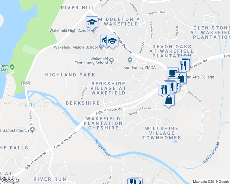map of restaurants, bars, coffee shops, grocery stores, and more near 2404 Barton Oaks Drive in Raleigh