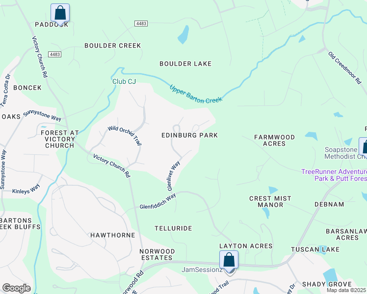 map of restaurants, bars, coffee shops, grocery stores, and more near 12405 Glenlivet Way in Raleigh