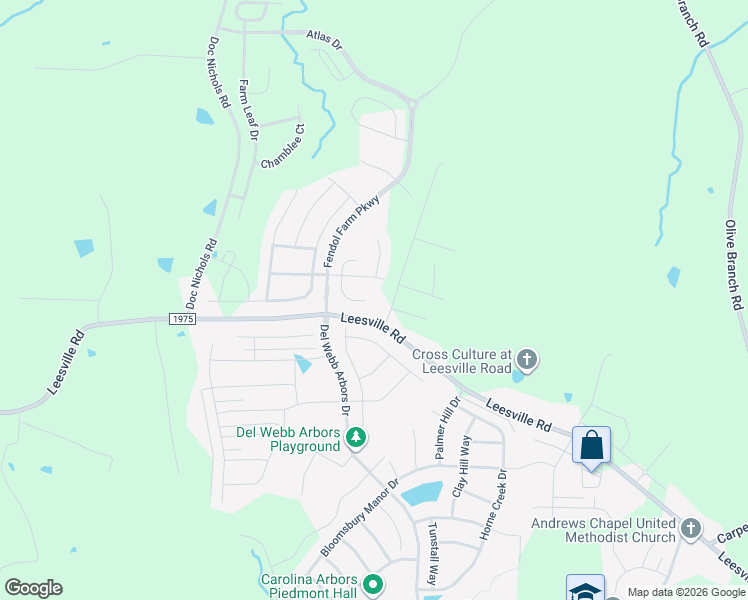 map of restaurants, bars, coffee shops, grocery stores, and more near 1004 White Bark Lane in Durham