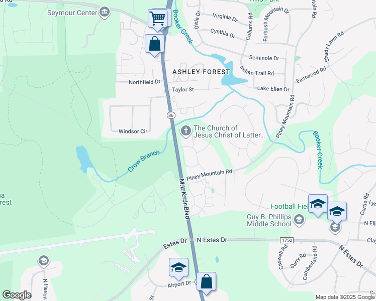 map of restaurants, bars, coffee shops, grocery stores, and more near 101 Timber Hollow Court in Chapel Hill