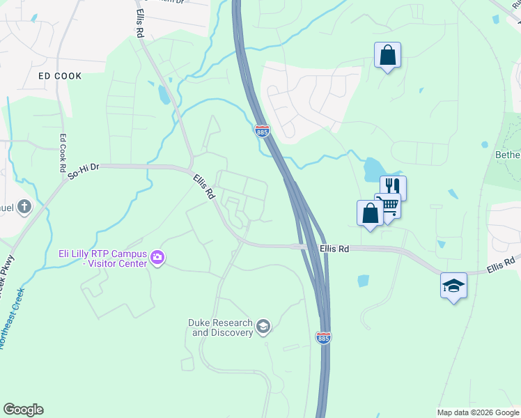 map of restaurants, bars, coffee shops, grocery stores, and more near 638 Stone Lion Drive in Durham