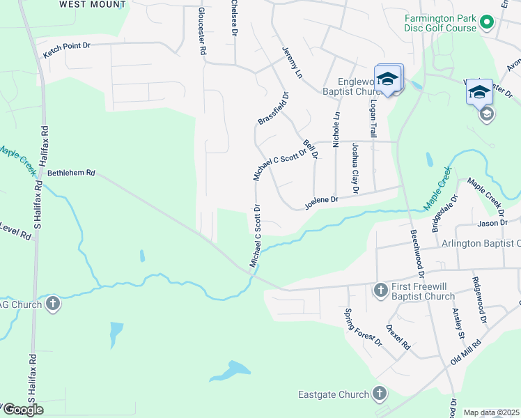map of restaurants, bars, coffee shops, grocery stores, and more near 1333 Michael C Scott Drive in Rocky Mount