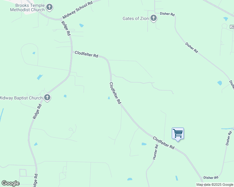 map of restaurants, bars, coffee shops, grocery stores, and more near 3938 Clodfelter Road in Winston-Salem