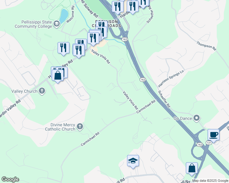 map of restaurants, bars, coffee shops, grocery stores, and more near 2020 Panoramic Way in Knoxville