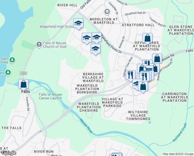 map of restaurants, bars, coffee shops, grocery stores, and more near 2429 Barton Oaks Drive in Raleigh