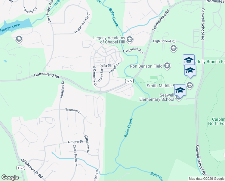 map of restaurants, bars, coffee shops, grocery stores, and more near 1021 Homestead Road in Chapel Hill