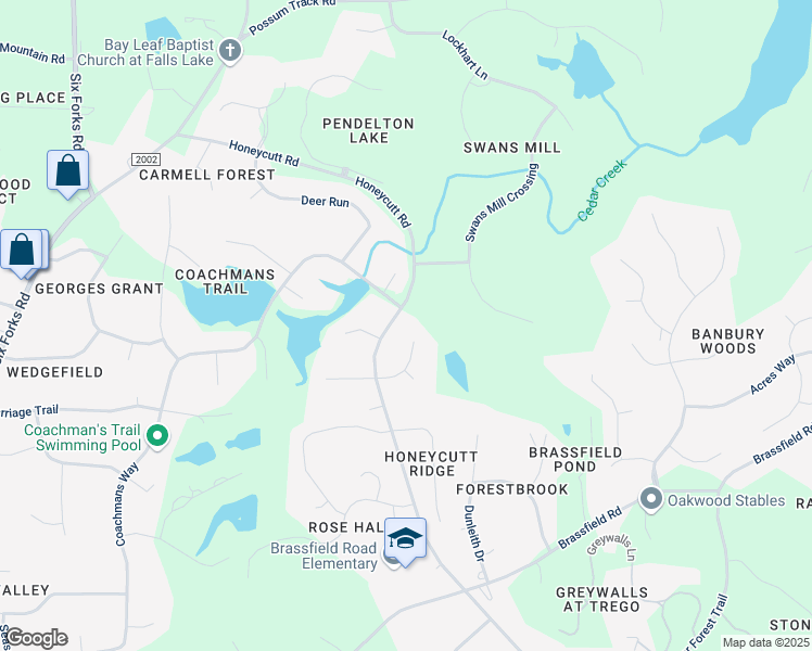 map of restaurants, bars, coffee shops, grocery stores, and more near 617 Brittany Bay East in Raleigh
