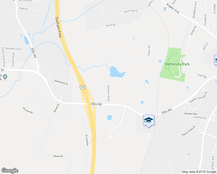 map of restaurants, bars, coffee shops, grocery stores, and more near 2115 Watchorn Street in Durham