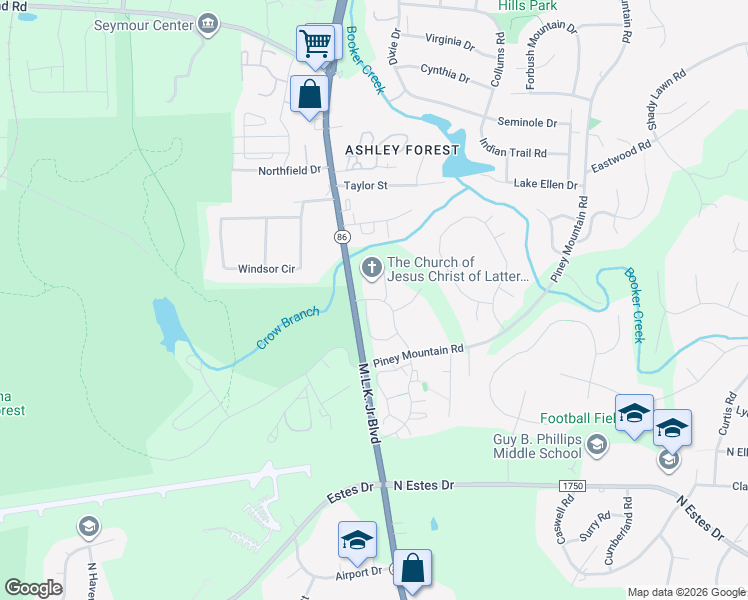 map of restaurants, bars, coffee shops, grocery stores, and more near 1050 Timber Hollow Court in Chapel Hill