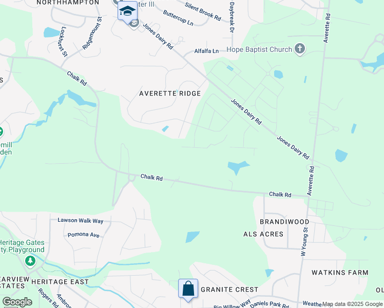map of restaurants, bars, coffee shops, grocery stores, and more near 2403 Chalk Road in Rolesville