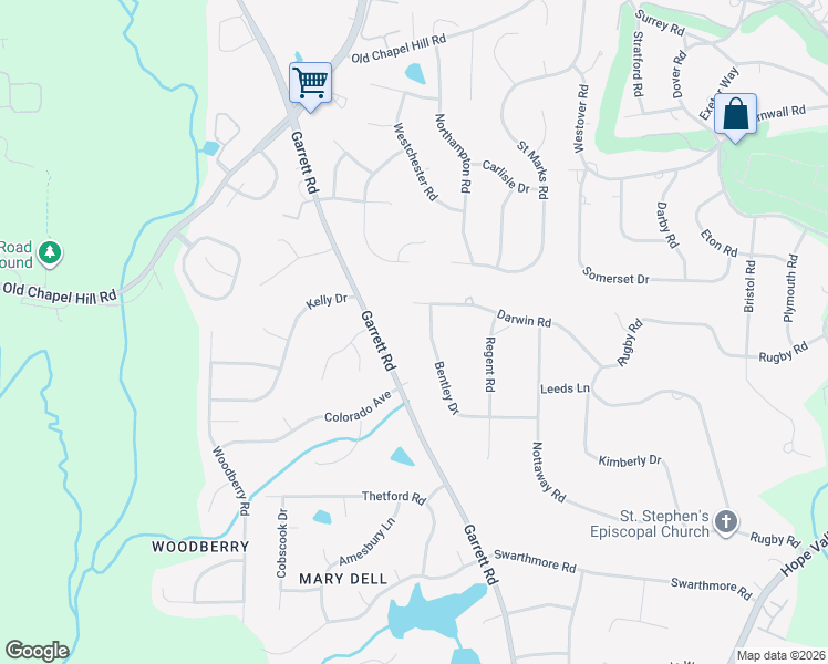 map of restaurants, bars, coffee shops, grocery stores, and more near 3755 Bentley Drive in Durham