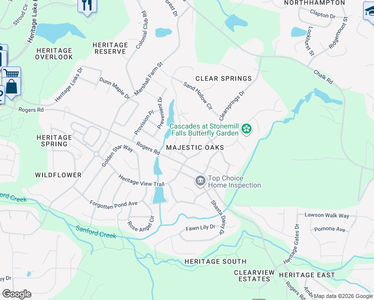 map of restaurants, bars, coffee shops, grocery stores, and more near 4104 Field Oak Drive in Wake Forest