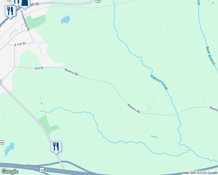 map of restaurants, bars, coffee shops, grocery stores, and more near 6619 Reams Road in Spring Hope